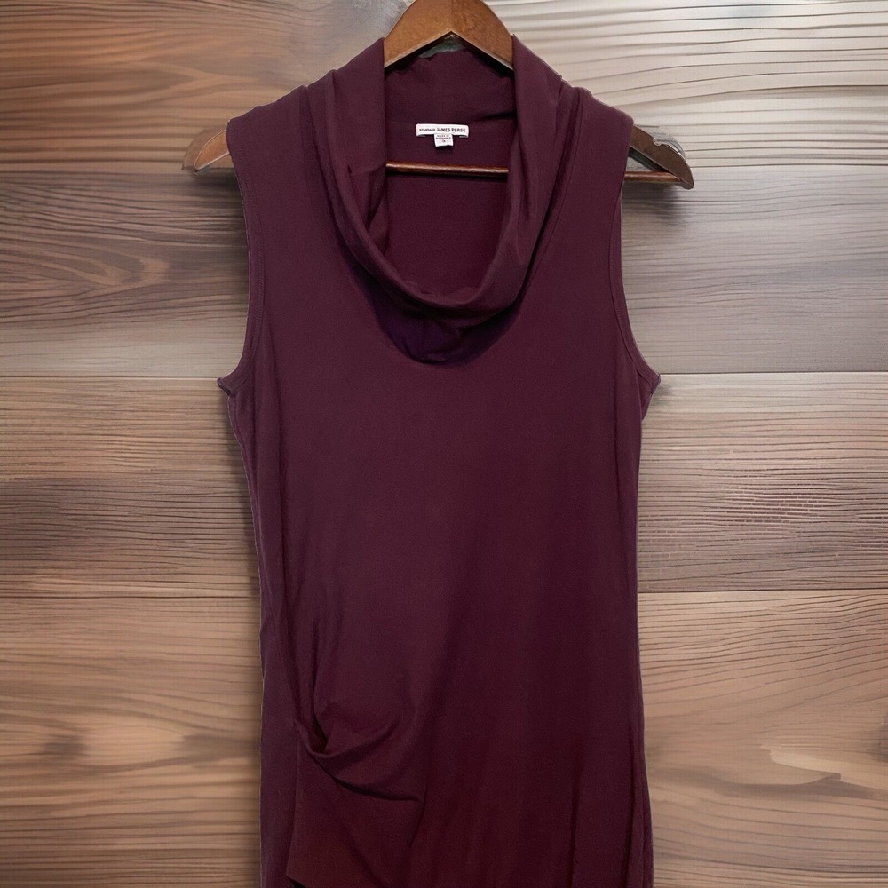 Standard James Perse Purple‎ Cowl Neck Ruched Bodycone Midi Dress Size 3